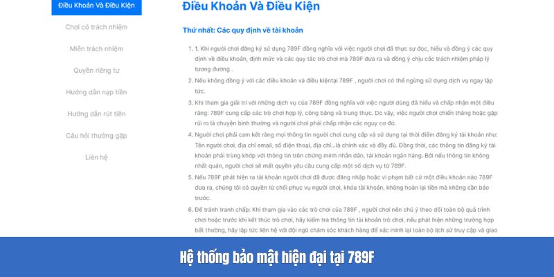 Hệ thống bảo mật hiện đại tại 789F